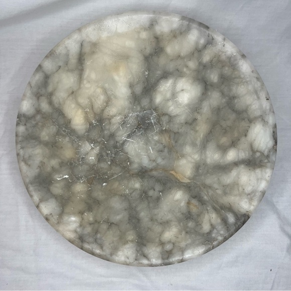 Alabaster Marble Pedestal Bowl Vintage Stone Minimalist Serving Vintage 9.75” - Picture 3 of 7